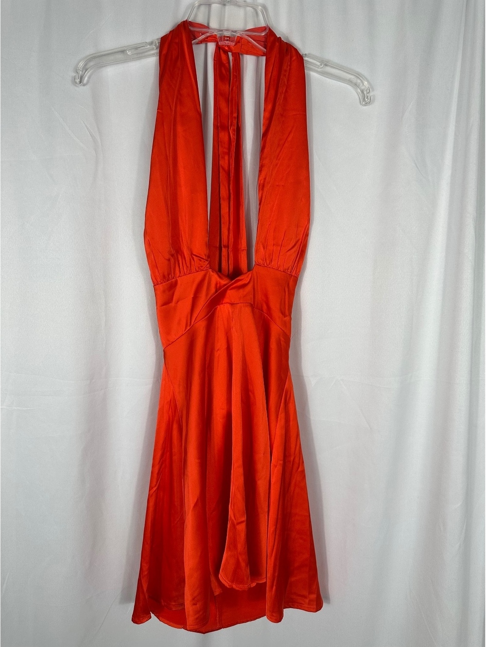 idem ditto Orange Satin Halter Dress Size Small